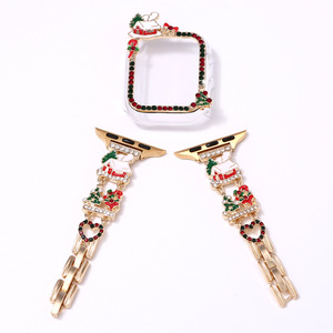 Nueva Correa Metálica con Incrustaciones de Diamantes Navideños <span class=keywords><strong>para</strong></span> <span class=keywords><strong>Apple</strong></span> <span class=keywords><strong>Watch</strong></span> Series 6/<span class=keywords><strong>7</strong></span>/8/9 SE, Universal, Reemplazo de Lujo, Correa con Dijes - Product Image 1