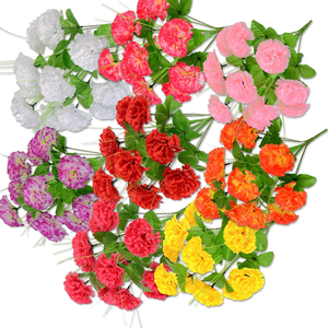 Bouquet artificiel de 12 carnations en soie, fausse fleur en gros pour <span class=keywords><strong>cimetière</strong></span> - Product Image 1