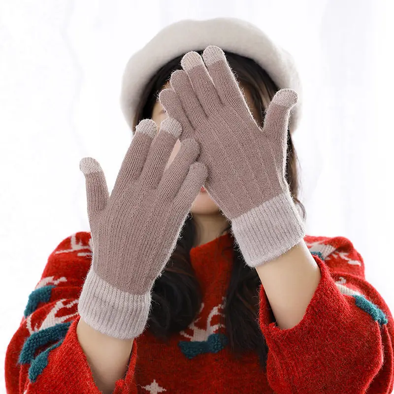 Custom China warm winter Gloves Touch Screen Mittens Knitted Velvet Christmas Magic Fashion Acrylic Gloves & Cashmere Mittens