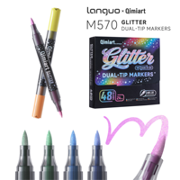 LANGUO Set di 48 Pennarelli Glitter a Doppia Punta, Penne per Disegno Artistico Scintillanti, Forniture per Ufficio e Scuola