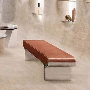 Sofá Cama Moderno <span class=keywords><strong>para</strong></span> Dormitorio de Hotel, Taburete con Cabecera, Cómodo Taburete de Cuero <span class=keywords><strong>para</strong></span> Sala de Estar, Banco con Cojín Suave - Product Image 1