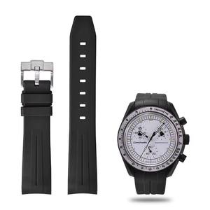 <span class=keywords><strong>Bracelet</strong></span> étanche de 20mm en silicone pour <span class=keywords><strong>bracelet</strong></span> de plongée, nouveau <span class=keywords><strong>bracelet</strong></span> de montre en caoutchouc à bout incurvé pour <span class=keywords><strong>MoonSwatch</strong></span> pour R olex - Product Image 1