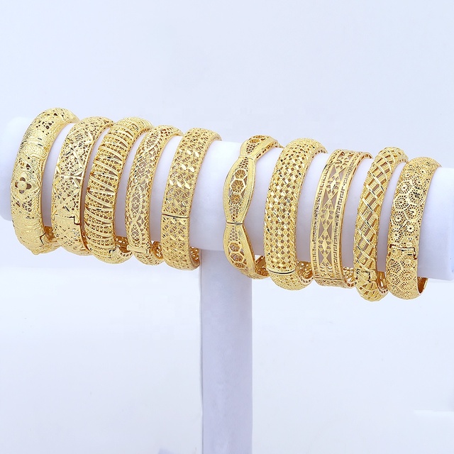 JXX 24K Gold Dubai Bangles for Women Middle East Gold Bangles Ethiopian Saudi Arabia Bracelet Bangle Wedding Jewelry