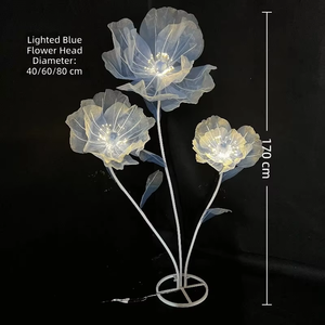 <b>Flower</b> Floor Lamp Artificial Peony Translucent Lighted Wedding Hotel Event Stage Standing Decoration 170cm - Product Image 6