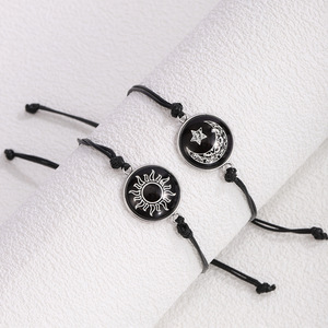 Braccialetto Romantico Sole Luna <span class=keywords><strong>per</strong></span> Coppie, Luminoso al Buio, con Gemma del Tempo, Cordino Regolabile in Terylene, Idea Regalo Anniversario - Product Image 5