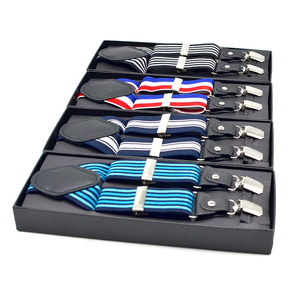 Rayure Bretelles Pantalon Hommes Élastique Y Forme Bretelles 4 Clips <span class=keywords><strong>Porte</strong></span>-Jarretelles 3.5*120cm Marine Jarretelles Mâle <span class=keywords><strong>Rouge</strong></span> Noir - Product Image 2