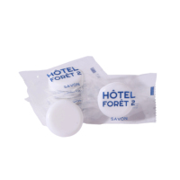 Savonnette jetable personnalisée pour hôtel, format voyage 15g 20g 30g, emballée individuellement, pour articles de toilette de salle de bain d'hôtel