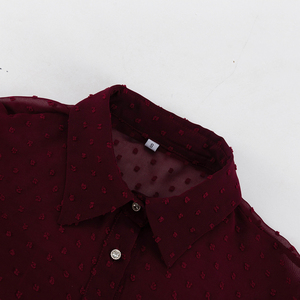 Abito Corto da Donna <span class=keywords><strong>in</strong></span> Chiffon Rosso con Cintura e Bottoni, a Maniche Lunghe Stratificate, per Feste Estive - Collezione 2026 - Product Image 6