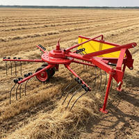 Râteau rotatif tracté pour tracteur agricole, haute productivité, entraînement par prise de force, équipement agricole à trois montages pour fourrage