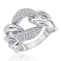 Bijoux punk américains : Bagues cubaines pour filles, en argent sterling 925, avec chaîne, or 18 carats, zircone cubique, style rappeur, grande boucle et maillons diamantés