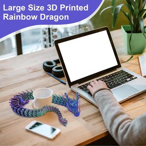 Décoration de bureau 3D imprimée articulée et flexible, irisée violet et bleue, cadeau unique et original - Product Image 2