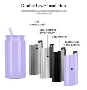 USA Warehouse 25 Pack 16oz Stainless Steel <strong>Tumbler</strong> Double Wall Insulated <strong>Mason</strong> <strong>Jar</strong> Sublimation Beer Can with Lids and Straw - Product Image 4