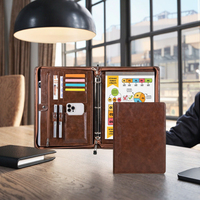 Porte-documents A4 personnalisé, porte-documents de bureau, mallette en cuir PU, classeur à 3 anneaux pour la promotion