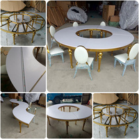 Chaises et tables de mariage pour enfants en forme de S doré et blanc pour événements mariage