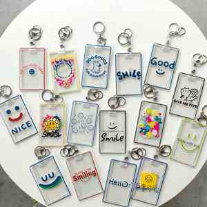 Cute Positive Quote Acrylic Keychains Clear Card Holder <b>Key</b> <b>Rings</b> Fashion Bag Charms Cheerful Accessories for Gifts - Product Image 1