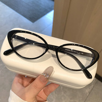 Monture de lunettes de mode pour femmes, style punk œil de chat, design boîte papillon, verres AC anti-lumière bleue, anti-ultraviolet, petite monture