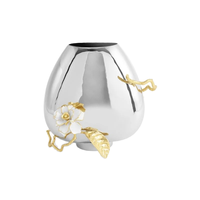 Vente en gros de décorations de mariage en fer rustique décoration d'intérieur table à manger vase pot de fleurs artificielles en laiton