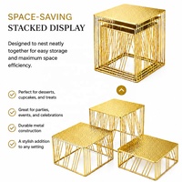Décoration de mariage XINGPAI, présentoir à buffet en acier inoxydable, support à gâteau à trois étages en or martelé royal