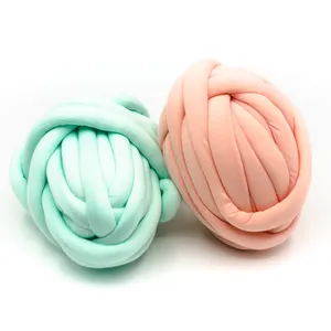 China Manufacturer blanket yarn chunky cotton tube Velvet Jumbo Plush Bulky Giant Cotton Tube for Extreme Hand Knitting DIY