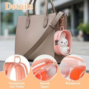 Petite pochette transparente avec fermeture éclair, logo personnalisé, trousse de maquillage transparente, mini porte-monnaie de voyage imperméable, sacs portables, organiseur de câbles de données - Product Image 3