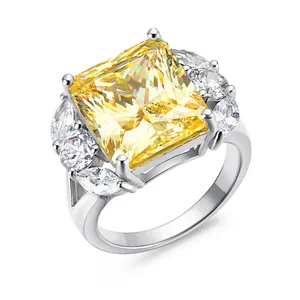 Ring Wedding Rings Luxury Yellow Stone Ring Jewelry Cubic Zirconia 925 Sterling Silver Ring