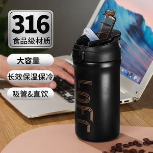 Termo Mocha de Acero Inoxidable 316, Botella de Agua Aislada con Tapa Abatible para Deportes y Viajes - Product Image 4