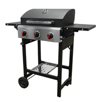 Barbecue à gaz GPL BENSUN Premium robuste pour extérieur, 3 brûleurs, allumage piézoélectrique, tables latérales pliables, chariot en acier inoxydable