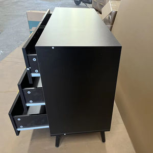 خزانة أدراج خشبية مع ديكور من الخيزران، أثاث بتصميم إبداعي، خزائن جانبية وخزائن بوفيه لغرفة المعيشة - Product Image 4