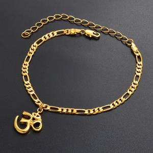 Gelang kaki Nefertiti dengan pohon kelapa dan simbol Yoga kuno terinspirasi Mesir rantai kaki perhiasan tembaga dari MO Cahrms #22206 - Product Image 3