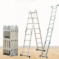 Économisez de l'espace Échelle multifonctionnelle pliante en aluminium à 4 charnières Grandes et petites Échelle d'escalade pliante en aluminium pour escaliers