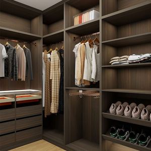 Armario Plegable en Forma de U de Estilo Minimalista Italiano, Color Madera, Vestidor con Espacio de Almacenamiento Múltiple, Muebles para Dormitorio - Product Image 5