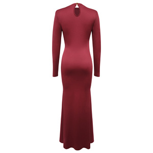 Women's Cutout Long Sleeve Maxi Slit Dress - Ruched Buckle Bodycon Formal Gown Dresses Fashion - Product Image 6