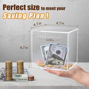 Acrilico salvadanaio per gli adulti deve rompere per aprire, chiaro acrilico salvadanaio per i veri soldi ragazzi ragazze regalo di compleanno - Product Image 2