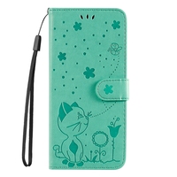 Étui portefeuille en cuir gaufré motif chat et abeille avec support pour Redmi Turbo3 5G A3 NOTE13 4G Pro 5G 13C Xiaomi 14 13 Ultra POCO F6 X6