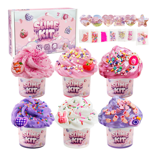 Kit de Slime de 6 Piezas, 3 Texturas, Slime Transparente con Dijes, Juguete Sensorial No Tóxico para Niñas y Niños, Regalos para Fiestas, Venta al Por Mayor - Product Image 1