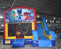 Château gonflable pour enfants avec toboggan, motif pattes de dessin animé, combo de jeux gonflables