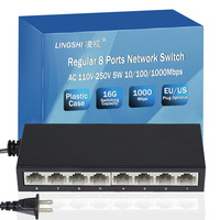 Sunsoont Conmutador de Red, Conmutador Inteligente Ethernet, Conmutador Gigabit Rj45 Hub, Divisor de Internet, 8 Puertos, 1000Mbps