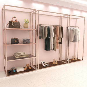 Negozio di <span class=keywords><strong>abbigliamento</strong></span> femminile espositore a doppio strato dorato centro commerciale appendiabiti atmosferico negozio di <span class=keywords><strong>abbigliamento</strong></span> femminile - Product Image 4