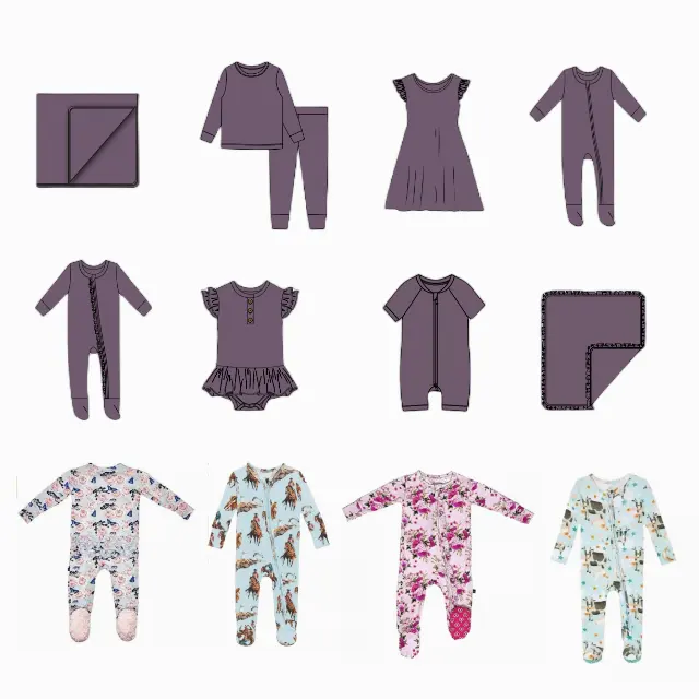 Custom Kids Clothing Baby Bamboo Ribbed Pajamas Sleeper Clothes Boy and Girl Bamboo Baby Romper Premium Bamboo Baby Clothes
