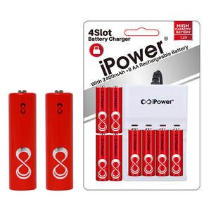 Оптовая продажа перезаряжаемых аккумуляторов NiMH AA 1.2В 2400мАч с низким саморазрядом, 1200 циклов, с зарядным устройством - Product Image 1