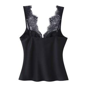 PB & ZA donne 2025 estate nuova moda in <span class=keywords><strong>pizzo</strong></span> in raso Texture canottiere Vintage senza schienale femminile Camis Chic <span class=keywords><strong>top</strong></span> - Product Image 2