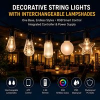 Luces para Cafetería con Control por Aplicación y Bombillas RGBIC con Sincronización Musical para Decoración de Ambiente en Restaurantes, Balcones y Terrazas
