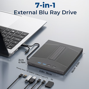 Unidad de Blu-ray Externa USB 3.0, Grabadora de BD-R, BD-ROM, CD/DVD RW, Grabadora de Blu-ray <span class=keywords><strong>3D</strong></span> para Computadora Portátil, PC, Unidad Óptica - Product Image 6