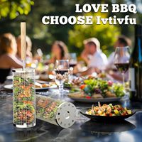 Panier de cuisson roulant SEB avec poignée en bois amovible, outils de barbecue emboîtables