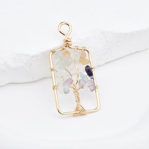 Collar con Colgante de Árbol de la Vida Rectangular de Siete Colores con Cuentas de Cristal de Piedra Natural, Colgante Individual, Collar para Mujer, Accesorio para Pendientes - Product Image 4
