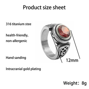 Men's Titanium Steel <b>Ring</b> Geometric Design Bezel Setting Multi Color <b>Crystal</b> Punk Style Fashion Jewelry Gift - Product Image 5
