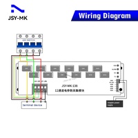 Module de compteur d'énergie numérique mural multi-canaux 12 voies JSY-MK-138 100A RS485 pour courant, tension et puissance