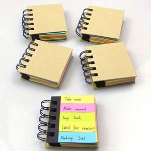 1 unidad de bloc de notas fluorescente con pestañas adhesivas, mini cuaderno espiral de 5 colores, bonito bloc de notas para estudiantes - Product Image 5