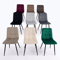 Chaise de salle à manger moderne ergonomique à dossier haut, rembourrée en velours, avec pieds en métal noir, pour cuisine, mobilier de style nordique