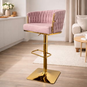 Hot Pick TUQ Plush Tub Bar Stool <strong>Chair</strong> for <strong>Cocktail</strong> Bar 48cm Wide Seat Comfort Bar <strong>Chairs</strong> for Rooftop Bar - Product Image 1